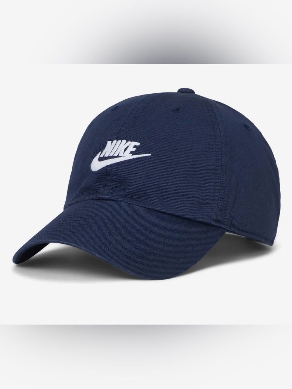 NIKE M/L NAVY Club Unstructured Futura Wash Cap White Embroidered Logo
